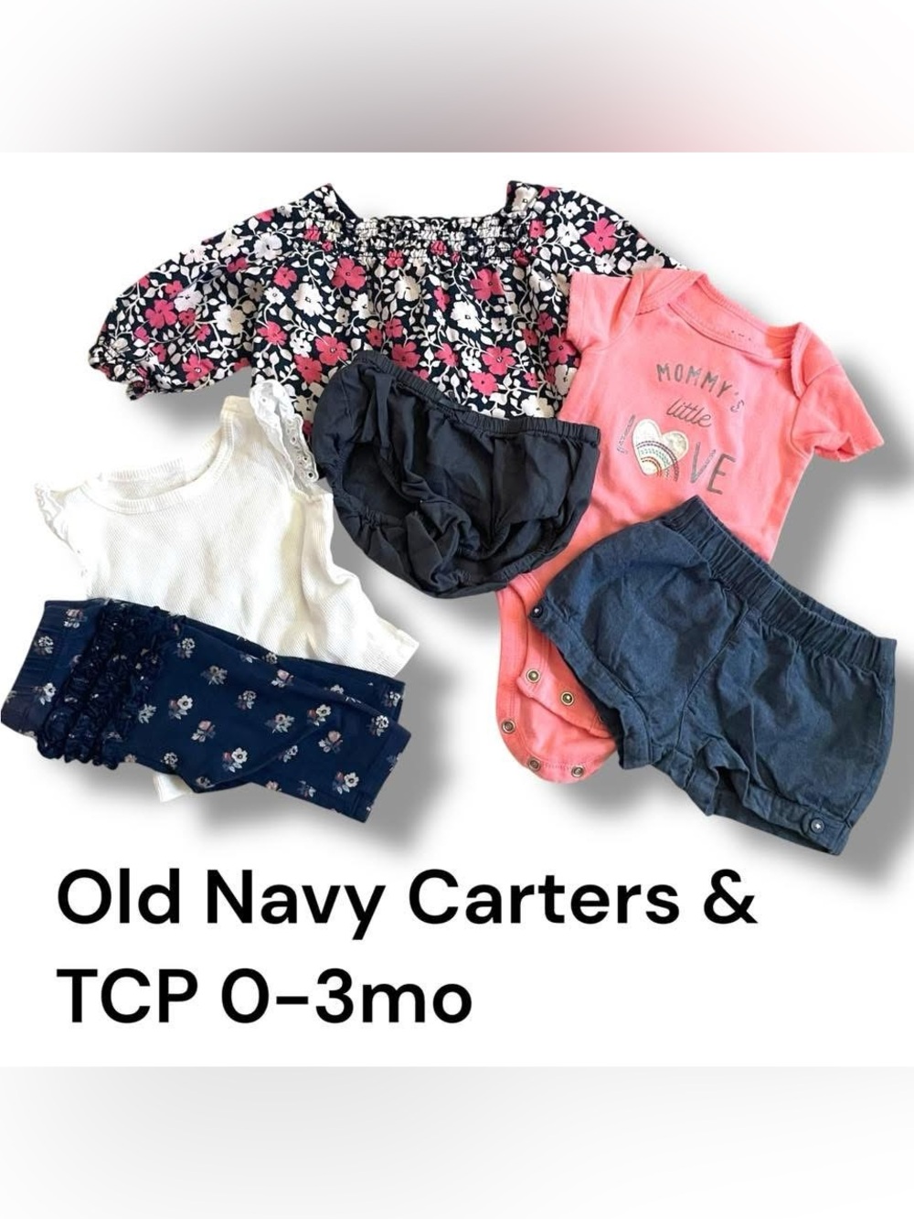 Baby Girl 0-3M Navy Floral Ruffle Outfit Set 5pc Old Navy Carter's